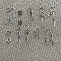 Whether your style is refined minimalist or whimsical maximalist. Asymmetrical earrings are another artful statement to come out with for every taste. ▪️▪️▪️PRODUCTToo lazy to shop around? These are our best selling clip on pieces!!!👉🏻 12pcs Clip On Kpop Mismatched Earring Gift Set-VALUE $125316L surgical stainless steel Never Fade and Hypoallergenic Detachable Link Charms ( Can be wear the hoops itself )Care instructions: avoid contact with liquids (water, perfume, beauty products) wipe dry w Kpop Earrings, Grunge Earrings, Titanium Jewelry, Gothic Earrings, Mismatched Earrings, Men Earrings, Dangly Earrings, Hoop Earrings Small, Unique Earrings