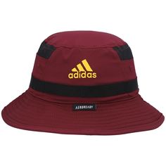 Shade your head like the Arizona State Sun Devils on game day with this Sideline bucket hat. This adidas headwear features stylish graphics and integrated AEROREADY fabric technology to keep your head cool throughout the day. Whether you're watching the Arizona State Sun Devils game or enjoying the outdoors, you'll enjoy the same gear the team wears on the sidelines when you choose this eye-catching cap. Looped band for attaching accessories Surface washable Structured fit Officially licensed St Adidas Casual Adjustable Bucket Hat, Adidas Adjustable Casual Bucket Hat, Adidas Adjustable Curved Brim Hats, Adidas Adjustable Hat With Curved Brim, Adidas Curved Brim Adjustable Hat, Adjustable Adidas Hat With Curved Brim, Adidas Breathable Hats For Sports Events, Adjustable Adidas Curved Brim Hat, Adjustable Adidas Hat With Logo