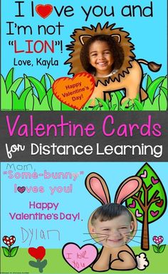 valentine cards for kids to learn how to say i love you and l'm not lion