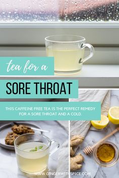 tea for a sore throat with lemon and ginger