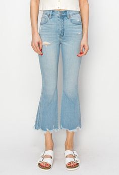 Details Style No. AT1030FLL-P Elevate your denim collection with the High Rise Crop Flare Jeans – a harmonious blend of comfort, style, and contemporary design that radiates effortless chic. Highlights Super Stretchy Denim Comfort High Quality Material Elegant High Rise Frayed with Distressed Hem Crop Length Sophistication Light Stone Wash Shape & fit • Flare • High rise • Frayed Hem Specifications: Front Rise: 11 inches Inseam: 35 1/2 inches Spring Stretch Flare Jeans With Frayed Hem, Chic Washed Mid-rise Cropped Jeans, Chic Cropped Denim Jeans With Frayed Hem, Chic Denim Cropped Jeans With Frayed Hem, Spring Washed Denim Blue Flare Jeans, Chic Medium Wash Flare Jeans With Frayed Hem, Chic Washed Denim Blue Flare Jeans, Light Wash Flare Jeans With Frayed Hem For Spring, Chic Washed Blue Jeans For Fall