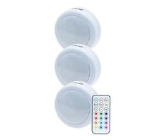 three white lights with remote controls on each side