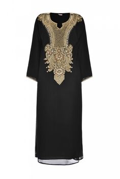 Evening Festive Abaya With Dabka Work, Floor-length Embellished Maxi Dress For Festivals, Embellished Floor-length Maxi Dress For Festivals, Party Abaya With Dabka Work, Black Kaftan With Dabka Work For Eid, Long Sleeve Abaya With Dabka Work For Party, Eid Black Kaftan With Dabka Work, Evening Embroidered Kurta For Eid, Elegant Floor-length Festive Kaftan