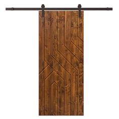 an image of a wooden door with metal bars on the top and bottom, against a white background