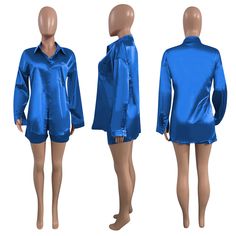 Casual Long Sleeve Shirt Solid Color Suit Blue Long Sleeve Solid Color Sets, Blue Long Sleeve Sets, Solid Color Long Sleeve Shirt For Night Out, Casual Solid Color Shirt For Night Out, Solid Collared Shirt For Night Out, Collared Shirt For Night Out, Casual Solid Shirt For Night Out, Casual Long Sleeve Shirts, Product Name