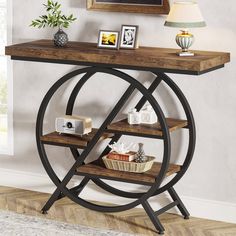 4-Tier Console Table, 39.4 Entryway Table with Geometric Metal Frame Tribesigns Staggered Shelves, Console Table Rustic, Wooden Wine Bottle Holder, Twin Bed Frame Wood, Sofa Table With Drawers, Entryway Table With Storage, Narrow Entryway Table, Console Table Entryway, Mid Century Contemporary