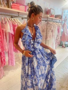 Fancy Blue Dress, Preppy Dress, Love Shack Fancy, Rush Dresses, Preppy Dresses, Grad Dresses, Pink Summer, Hoco Dresses, Dress Pink