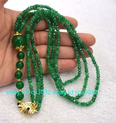 3 Rows Natural Green Jade 2x4mm & 8mm Gemstone Beads Necklace 17-19" AAA Item Description:   Style:Necklace   Quantity: 1 Pcs   Size: 2x4mm 8mm   Length:17-19"   &&&&: Sale the items does not include box       Payment Policy Payment Policy        We accept PayPal Please pay within 24 hours If no payment or contact is made with in 7 days item will be relisted. Thank YouPlease make sure the "Ship To" address you input in Paypal is correct.Items are shipped within 1-2 business days.Combine shipping Elegant Jade Crystal Necklaces With Round Beads, Elegant Jade Crystal Necklace With Round Beads, Jade Gemstone Beads Crystal Necklace, Jade Necklace With Spacer And Round Beads, Jade Necklace With Spacer Beads, Jade Beaded Necklaces With Spacer Beads For Gift, Beaded Jade Crystal Necklaces With Round Beads, Beaded Jade Crystal Necklace With Round Beads, Jade Beaded Crystal Necklaces With Round Beads