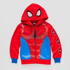 He'll feel like a superhero when he wears this cool Spiderman zipper hoodie for little and big boys from Disney Collection. It's made from a soft fleece cotton-blend to keep him cozy while he plays and features a regular-fit and long sleeves. Pair it with his favorite jeans and sneakers. Features: AppliqueCharacter: SpidermanClosure Type: ZipperFit: Regular FitNeckline: Hooded NeckSleeve Length: Long SleeveFiber Content: 60% Cotton, 40% PolyesterFabric Description: FleeceCare: Machine Wash, Tumb Cool Spiderman, Zipper Hoodie, Big Boys, Light Red, Favorite Jeans, Kids Boys, Color Light, Kids Hoodie, Spiderman