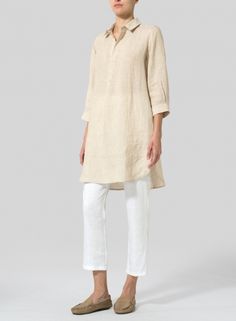 Linen Classic Shirt Tunic Elegant Linen Blouse With Shirttail Hem, Elegant Linen Tops With Shirttail Hem, Chic Relaxed Fit Tunic For Daywear, Timeless Relaxed Fit Tops For Spring, Elegant Long Sleeve Blouse For Casual Gatherings, Elegant Long Sleeve Tops For Casual Gatherings, Elegant Linen Spring Blouse, Elegant Linen Tunic For Fall, Spring Timeless Blouse With Relaxed Fit