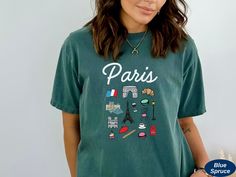 Paris Tee * Paris Gift * Paris Comfort Colors® * Paris Vacay * Paris Attractions * Paris Sights * Cute Paris Clothing This Paris shirt is the perfect outfit. The design is printed on a unisex Comfort Colors® 1717 short-sleeve tee. Get one t-shirt for yourself or as a gift for your adventure-loving friend! Do you have a custom request? No problem :) Please message me before placing an order and we can discuss your options.  DETAILS * Material: 100% cotton * Medium fabric (6.1 oz/yd² (206.8 g/m * Paris Sights, Paris Attractions, Paris Clothing, Paris Landmarks, Paris Tee, Paris Gifts, Paris Shirt, Paris Chic, Paris T Shirt