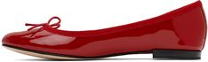 Patent leather ballerina flats in red. · Bow accent at vamp · Grosgrain trim at collar · Logo printed at leather footbed · Cotton twill lining · Leather sole with treaded rubber injection Supplier color: Flamme Ballerina Flats, Red Bow, Personal Shopping, Womens Flats, Flat Shoes Women, Cotton Twill, Patent Leather, Trim, Collar