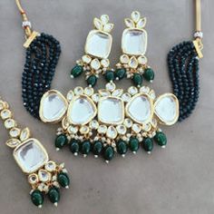 Gold Rodium Polish Green color Necklace in Metal Alloy studded with Kundan, Pearl Maroon Necklace, Bridal Jewelry Necklace, Wedding Necklace Set, Kundan Choker, Bridal Choker, Indian Jewelry Sets, Color Necklace, Choker Necklace Set, Metal Necklace