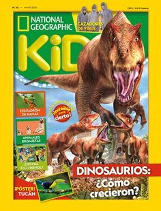 a magazine cover with an image of dinosaurs and other animals on it's front page