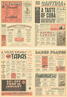 an old newspaper with some different types of advertisements on the front and back pages, all in