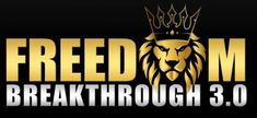 a black and gold logo with the words,'free m break through 3 0 '