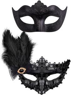 PRICES MAY VARY. Couple masquerade mask set - package includes 2 pcs masquerade masks, the black plastic masquerade mask for men, the other black sequins masquerade mask for women, which with rhinestone and feather decor Premium material - SIQUK masquerade party masks are made of strong, durable and lightweight plastic, no extra glue and no discoloration, the masquerade mask can be molded easily to the face contours of the wearers One size fits most - the couple masquerade masks are attached wit Masquerade Couple, Couples Masquerade Masks, Mens Masquerade Mask, Halloween Costume Mask, Party Masks, Party Mask, Mask Costume, Masquerade Masks, Blue Mask