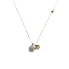 Yellow Bronze and Sterling Silver Discs, Goldfill Chain with Pyrite Offset, adjustable length 16" or 18" Buy Gold And Silver, Man And Dog, Necklace Shop, Disc Necklace, Buy Gold, Gold Filled Chain, Jewelry For Women, Chains Jewelry, Gold And Silver