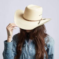 Women's Roper Natural Palm Straw Hat by American Hat Makers Womens Straw Cowboy Hat, Straw Cowgirl Hat, White Cowboy Hat, Brown Cowboy Hat, Hats For Big Heads, American Hat Makers, Leather Cowboy Hats, Black Cowboy Hat, Black Cowgirl