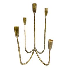 a metal candelabra with five candles on it's sides and one candle holder in the middle