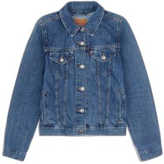 Levi's Button-up Outerwear With Button Closure, Classic Blue Denim Jacket With Long Sleeves, Levi's Button-up Denim Jacket, Levi's Denim Jacket With Button Closure, Levi's Long Sleeve Denim Jacket, Levi's Denim Button-up Jacket With Snap Buttons, Levi's Snap Buttons Denim Button-up Jacket, Levi's Denim Jacket With Buttons, Levi's Long Sleeve Denim Jacket With Buttons