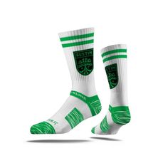 When style, team spirit, and comfort are your top priorities, you choose this sock. These socks pair style and comfort with your team colors and compression padding, a combed cotton blend, strapped fit, invisible toe seam, and moisture wicking features. If you want to rep your team spirit and look and feel good doing it, this is the sock for you. Breathable Comfortable Socks For Sports Events, White Cotton Sports Socks, Comfortable Sweat-resistant Socks For Sports, White Casual Socks For Sports Events, Casual White Socks For Sports Events, Sporty Breathable Cotton Socks, Breathable Cotton Sporty Socks, Breathable Cotton Sport Socks, Casual Training Socks For Sports Season