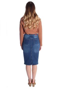 Epperley Denim Skirt-Indigo Wash Modest Skirts, Small Waist, Denim Skirt, Final Sale, Cool Outfits, Spandex, China, Skirt