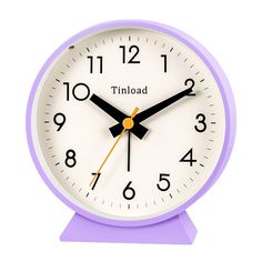 a purple and white clock with the word tinolad on it's face