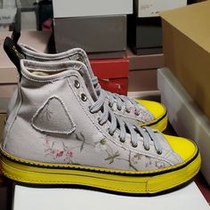 Nib $1135 R13 High Tops Gray White, High Tops, Athletic Shoes, Women Shoes, Floral, Women Shopping, White, Color, Sports Shoes