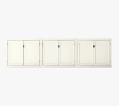 a white wall mounted cabinet with four doors