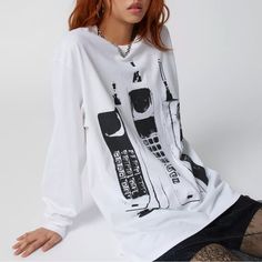 Uo Retro Landline Graphic Oversized Tee Size S/M Brand New, With Tag! Oversized Fit 100% Cotton Long Sleeve Retro Phone Graphics Very Cute! Approx. Measurements Armpit To Armpit - 23.5” Length - 29.5” Offers Welcome Bundle To Save Follow My Instagram @Withlovewanderingjackie Oversized Graphic Print Top From Urban Outfitters, Urban Outfitters White T-shirt For Streetwear, Casual Oversized T-shirt From Urban Outfitters, Urban Outfitters Oversized Casual T-shirt, Oversized Crew Neck Tops By Urban Outfitters, Oversized Crew Neck Top From Urban Outfitters, Trendy Oversized Tops From Urban Outfitters, Trendy White T-shirt From Urban Outfitters, Urban Outfitters Casual Text Print Top