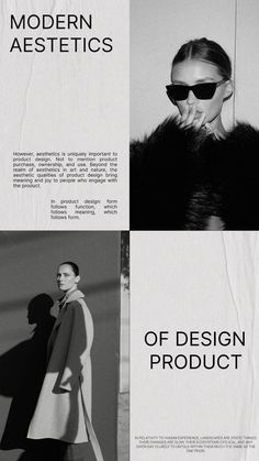 an advertisement for modern aesthetics featuring models in black and white