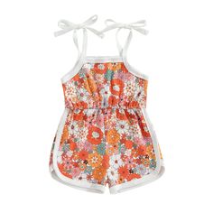 PRICES MAY VARY. MATERIAL: Infant baby girl summer clothes romper cotton blend, wear soft and comfortable, durable, cozy touch, breathable,skin friendly.s FEATURES: Adjustable straps halter jumpsuit one piece short romper jumper for infant baby girls,super lovely and trendy!Floral rompers for baby girls. OCCASIONS: Newborn baby girl short romper suitable for daily wear, homewear,holiday, photographying,vacation,birthday. SIZES:Suitable for toddler baby girl 6-9months 9-12months 12-18months 18-24 White Cotton Jumpsuits And Rompers For Beach, White Cotton Beach Jumpsuits And Rompers, Cute Spring Cotton Bodysuit, White Cotton Jumpsuits And Rompers For Vacation, Spring Cotton Bubble Romper For Playtime, Summer Cotton Bodysuit For Playwear, Spring White Bubble Romper For Beach, Spring Cotton Onesie, White Spring Bubble Romper For Beach