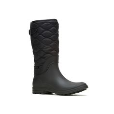 Kamik-Abigail Boot Great for fall and winter, the Abigail boot from Kamik brings style and comfort. This quilted pair's sleek sihouette makes styling a breeze, while the RubberHE waterproof shell, expandable neoprene back panel, and Town lug sole combine for a supportive fit underfoot. Click here for Boot Measuring Guide. Lug Sole, Fall And Winter, Black Boots, Sleek, Bring It On, Boots, Black