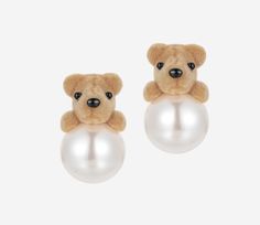 ad eBay - Yvmin Flocked Bear Drop Earrings Brown - Buy Now, click the link (eBay) Fashion Jewelry Earrings, Bear Design, Pearl Size, White Pearl, Flocking, Pearl White, Fashion Watches, 925 Silver, Silver Plated