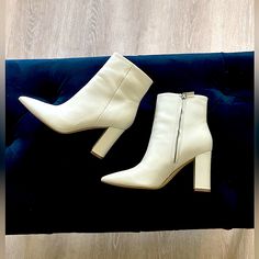 Never Worn. Great Condition! I Love Them And B/C Of My Plantar Fasciitis I Am Not Able To Wear. Versatile White That I Like To Call A “Winter White” But Can Go With Anything. Jeans, Skirts, Shorts Cream Fitted Heels For Fall, Cream Fitted Almond Toe Boots, Cream Almond Toe Fitted Boots, Cream Fitted Round Toe Heeled Boots, Chic White Closed Toe Heeled Boots, White Pointed Toe Heeled Boots With Medium Width, Off White Pointed Toe Boots For Spring, White Medium Width Closed Toe Heeled Boots, Chic Beige Closed Toe Boots