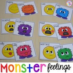 monster feelings worksheets for kids to practice their feelings with the letter m and o