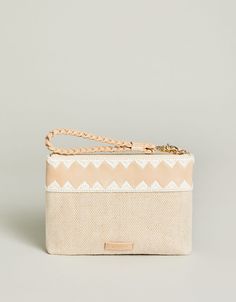 For its petite size, our papyrus embroidered palm beach, woven jute Maci Wristlet certainly get its share of attention thanks to its gorgeous details: a double-tassel statement fob, an embroidered woven band and a faux leather braided wristlet strap. The interior has plenty of space to hold your essentials. Spartina 449, Leather Wristlet, Petite Size, Wooden Beads, Palm Beach, Faux Leather, Band, Handbags, Leather