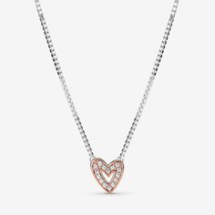 Pandora Rose, Pandora Necklace, Silver Diamond Necklace, Heart Motif, Circle Diamond, Perfectly Imperfect, Adjustable Necklace, Sterling Silver Heart, Pandora Jewelry