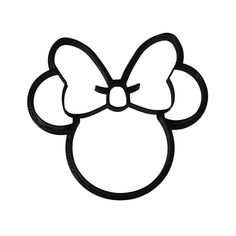 a minnie mouse head with a bow on it's side, in black and white