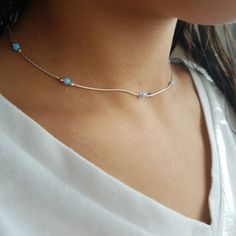 Gold filled, Sterling Silver or Rose Gold necklace with a dainty lab opal beads. Colors - white, dark blue, light blue, green or pink. You can wear everyday, alone or layer with more necklaces. This necklace is perfect for yourself, giving as a special gift, or bridesmaid necklace***CHOKER LENGTH:X SMALL 12-14 INCH + 1.5 INCH EXTENSIONSMALL  13-14 INCH + 1.5 INCH EXTENSIONMEDIUM 14-16 INCH + 1.5 INCH EXTENSIONLARGE 16-17.5 INCH + 1.5 INCH EXTENSION If you would like this chain altered, please co Handmade Minimalist Opal Necklaces, Minimalist Handmade Opal Necklaces, Delicate Silver Opal Necklace, Handmade Dainty Opal Necklace, Minimalist Handmade Opal Necklace, Dainty Adjustable Opal Necklace, Minimalist Opal Jewelry With Delicate Chain, Dainty Opal Adjustable Necklace, Silver Opal Dainty Necklace