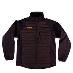 DEWALT Hybrid Mens Size Medium Black Nylon/Polyester Water Resistant Insulated Jacket, Men's Beard Styles For Men, Work Jacket, Ripstop Fabric, Work Jackets, Black Nylon, Side Panels, Black Nylons, Black Media, Large Black