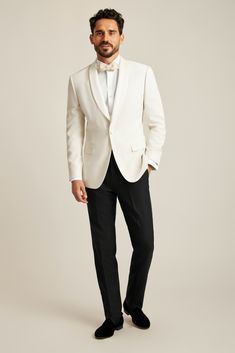 White Tuxedo Men, White Tux Jacket, White Tie Wedding, White Tuxedo Wedding, Black Tuxedo Wedding, Ivory Tuxedo, White Tuxedo Jacket, Formal Attire For Men, White Tux