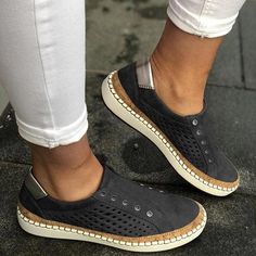 Style Daily.Casual Item Boots Upper Material Faux Suede Toe: Closed Toe Closure Type: Slip-On Heels: Mid Heel Suede Shoe Style, Casual Summer Flats, Casual Flat Shoes, Breathable Sneakers, Casual Loafers, Casual Flats, Shoes For Women, Loafers For Women, Sneakers Black