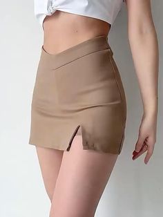 A must-have basic for your wardrobe. This high-waisted skirt features a tapered waist for a slimming effect. Cool side split with an inner lining to prevent slippage. Dress this number up or down! Cute Skirts Mini, Non-stretch High Waist Mini Skirt, Chic High Waist Solid Color Skort, Chic High-waist Solid Color Skort, Chic Mini Length Bottoms Solid Color, Chic Mini Length Bottoms In Solid Color, Chic Solid Color Mini Bottoms, Chic Mini-length Solid Color Bottoms, Fitted Skort With Side Zipper In Short Length