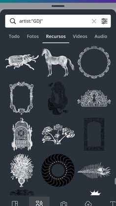 an iphone screen showing the various types of art work on it, including pictures and text