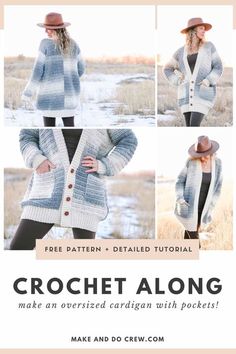 the crochet along cardigan pattern is shown