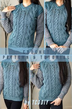 the knitting pattern for this sweater is easy to knit and looks great on any woman's body