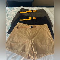 Three Pairs Of Hiking Shorts Size 12 Women. Worn Each Pair Once. Buckle Belt Comes In Handy. Colors Are Black, Olive, And Khaki. Face Tan, North Face Shorts, Size 12 Women, Tan Face, Hiking Shorts, Black Olive, North Face Women, Buckle Belt, Shorts Athletic