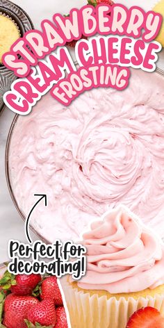 strawberry cream cheese frosting recipe for decorating cupcakes, cakes and more